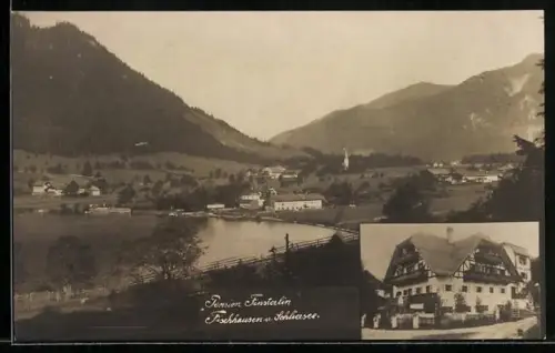 AK Fischhausen am Schliersee, Hote-Pension Finsterlin, Ortsansicht am See
