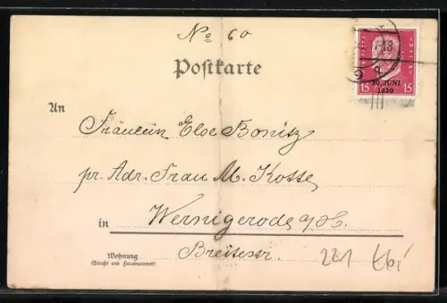 Lithographie Itzehoe, Villa de Voss, Post, Störhafen