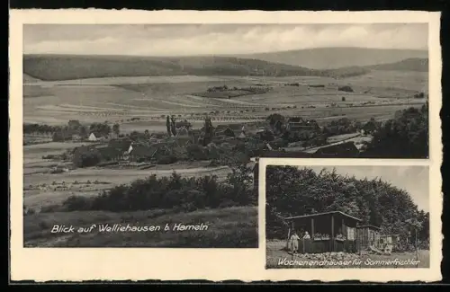 AK Welliehausen, Ortsansicht und Wochenendhäuser Ferienheim Haus Bertram am Berge