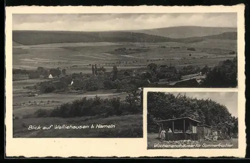 AK Welliehausen, Ortsansicht und Wochenendhäuser Ferienheim Haus Bertram am Berge