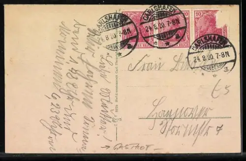 AK Carlshafen, Blick von der Juliushöhe ins Wesertal, Gasthof Juliushöhe