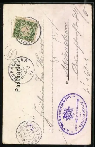 AK Garmisch, Landkarte der Region um die Ortschaft, Rainthal Blaue Gumpe