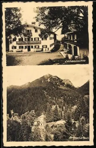 AK Birkenstein, Gasthaus Lehenmühle, Ortsansicht aus der Vogelschau