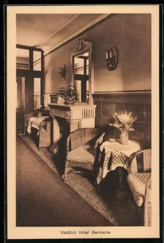 AK Weimar / Thüringen, Hotel Germania, Bes. Max Schröder, Vestibül
