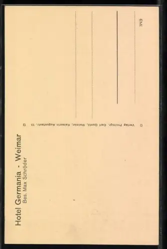 AK Weimar / Thüringen, Hotel Germania, Bes. Max Schröder, Vestibül