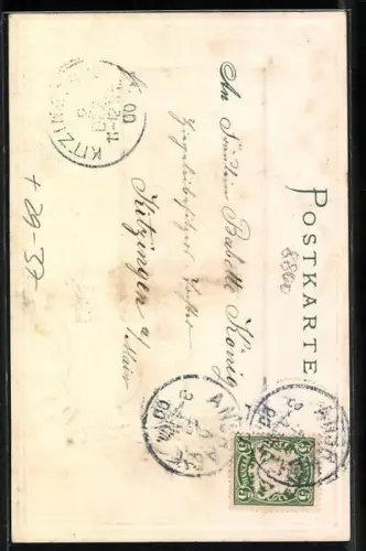 Passepartout-Lithographie Ansbach, St. Johanniskirche, Stadtwappen