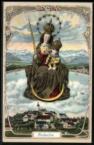 AK Andechs, Ortstotale, das goldene Marienbild