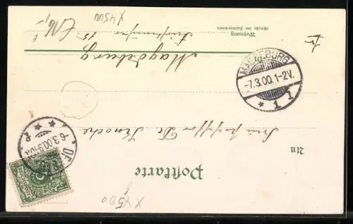 Lithographie Dessau, Palais Prinz Eduard, Erbprinzliches Palais, Hoftheater und Georgen-Garten