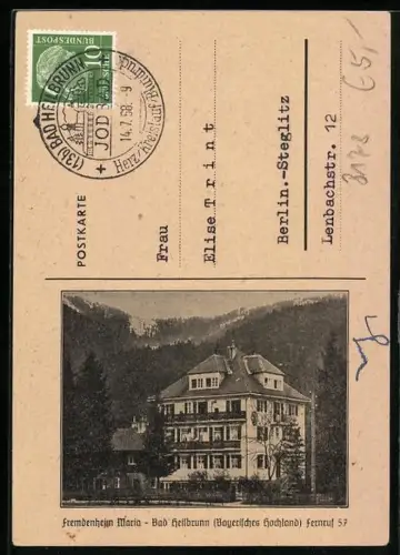 AK Bad Heilbrunn, Hotel und Fremdenheim Maria
