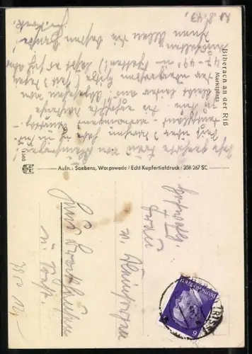 AK Biberach an der Riss, Hotel Rad, historische Fachwerkhäuser am Marktplatz