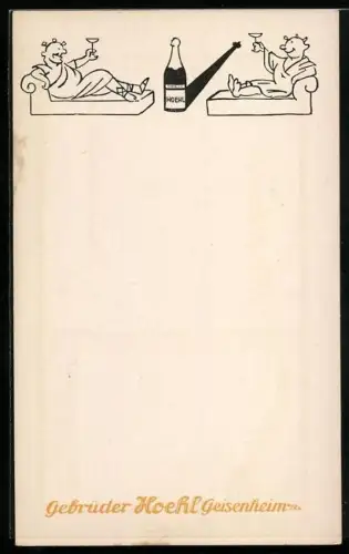 AK Geisenheim a. Rh., Gebrüder Hoehl, Weinwerbung, Flaschenmotiv