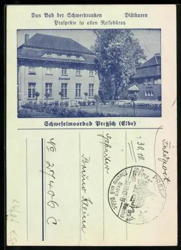 Lithographie Pretzsch /Elbe, Kurhotel, Schwefelmoorbad