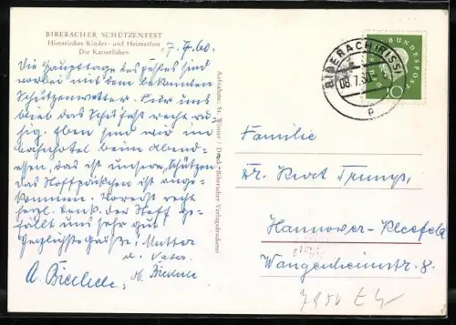 AK Biberach / Riss, Schützenfest, Historisches Kinder- und Heimatfest, Ritte der Kaiserlichen