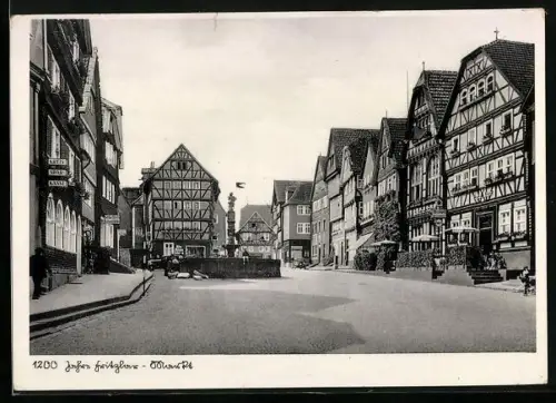 AK Alsfeld, Marktplatz, Hotel Nägel, Fachwerkhäuser