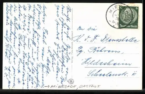 AK Miesbach, Gasthof Schwarzenberg-Alm mit Wendelstein und Breitenstein