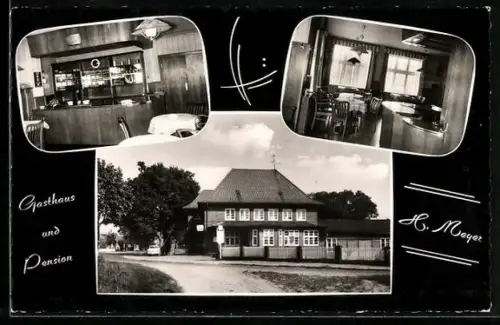 AK Katemin /Lüneburg, Gasthaus und Pension H. Meyer, Gastraum, Speisesaal