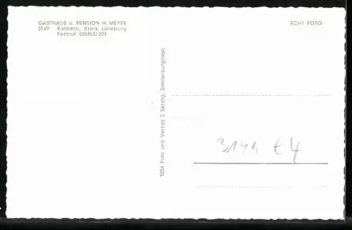 AK Katemin /Lüneburg, Gasthaus und Pension H. Meyer, Gastraum, Speisesaal