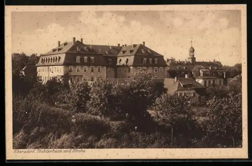 AK Ebersdorf / Thür., Töchterheim und Kirche