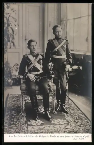 AK Kronprinz Boris von Bulgarien und sein Bruder Prinz Cyril