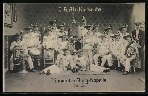 AK Karlsruhe, Diamanten-Burg-Kapelle, Fasching