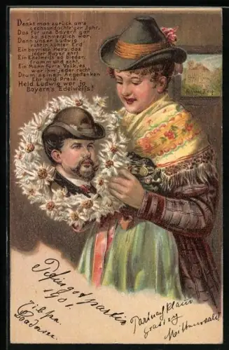 Lithographie Denkt man zurück an`s sechsundachtz`ger Jahr..., Ludwig II.