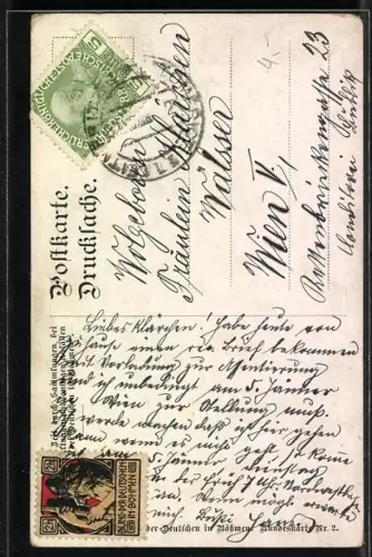 Künstler-AK Arthur Thiele: Wilhelm Tell mit seinem Sohn bei einem Spaziergang