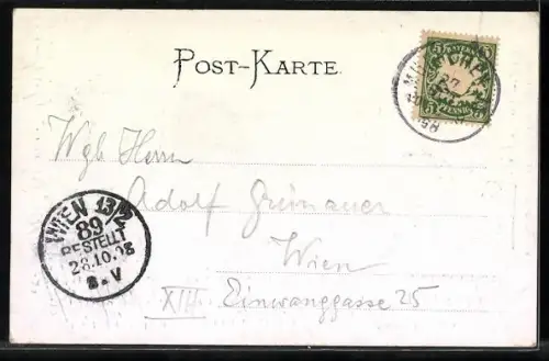 Lithographie München, Münchener Typen, Ältere Dame mit Zwicker, Herr mit Zigarette, Junge Frau mit Brille