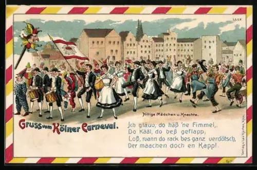 Künstler-AK Köln, Hillige Mädchen und Knechte, Fasching