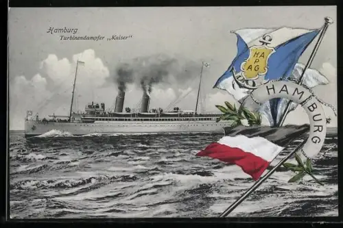AK Hamburg, Turbinendampfer Kaiser auf hoher See