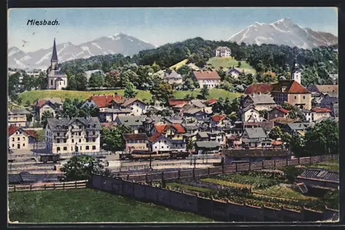 AK Miesbach, Ortsansicht aus der Vogelschau