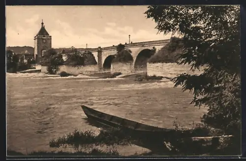 AK Esslingen a. N., Pliensauturm mit Neckarbrücke