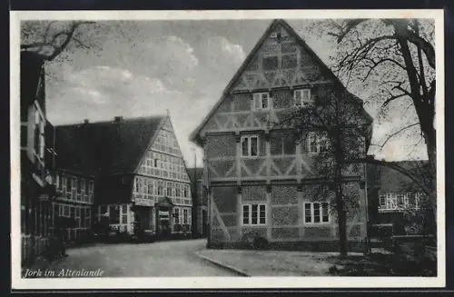 AK Jork im Altenlande, Fachwerkhäuser am Ortszentrum