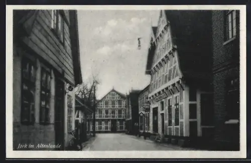 AK Jork im Altenlande, Fachwerkhäuser in der Ortsmitte