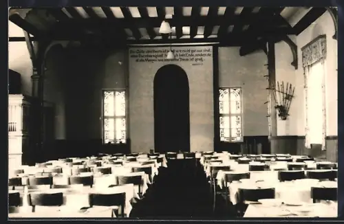 AK Lobetal /Bernau, Hofnungstaler Anstalten, Speisesaal mit Bibelvers