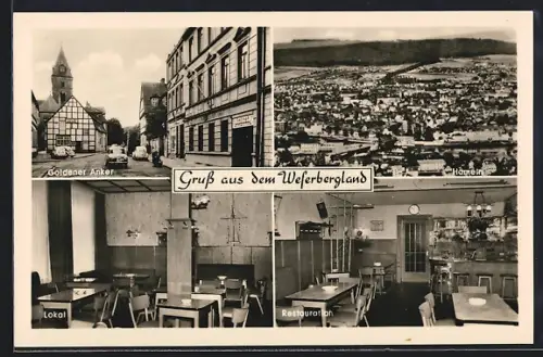 AK Hameln, Gasthof zum Goldenen Anker K. Hollweg, Stadtansicht