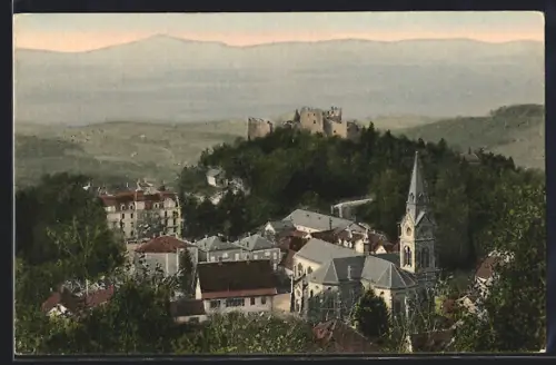 AK Badenweiler, Blick von der Adlereiche, Hotel Römerbad, Burgruine