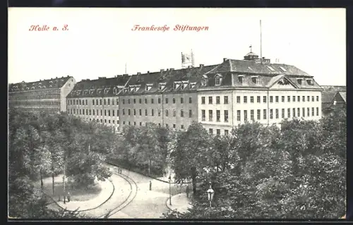 AK Halle a. S., Frankesche Stiftungen aus der Vogelschau