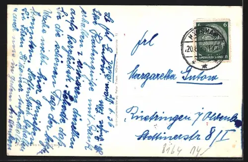 AK Hausham, Ortsansicht mit Jägerkamp und Brecherspitze