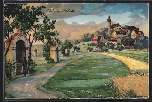 Künstler-AK Andechs, Kloster Andechs, Kapellen, Landschaft