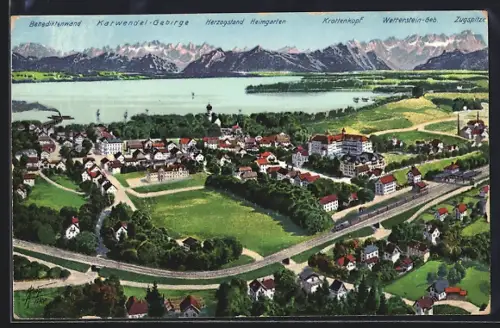 AK Tutzing am Starnberger See, Ortsansicht, Starnberger See, Alpenpanorama