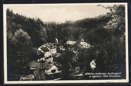 AK Mühltal /Starnberg, Forsthaus Mühltal und Ort aus der Vogelschau