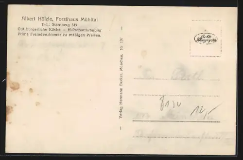 AK Mühltal /Starnberg, Forsthaus Mühltal und Ort aus der Vogelschau