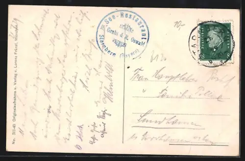 AK Starnberg, Panorama vom Starnberger See, Ortsansicht, Karwendel- u. Wetterstein-Gebirge