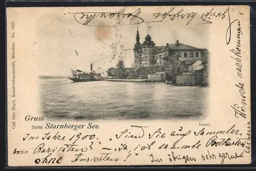 AK Leoni /Starnberger See, Turmgebäude, Dampferanlegestelle