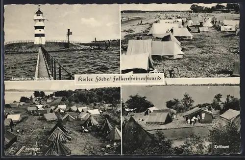 AK Kiel, Falkensteinerstrand, Leuchtturm Friedrichsort, Zeltlager