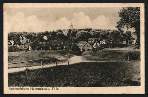 AK Hummelshain in Thüringen, Ortsansicht mit Fahrweg