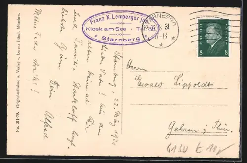 AK Starnberg, Ortsansicht und Starnberger See mit Gebirgspanorama