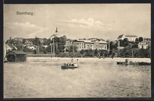 AK Starnberg, Seepromenade und Stadtansicht
