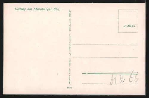 AK Tutzing am Starnberger See, Ortsansicht mit See, Kirche und Alpenpanorama