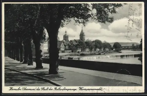 AK Hameln /Oberweser, Partie an der Weserpromenade